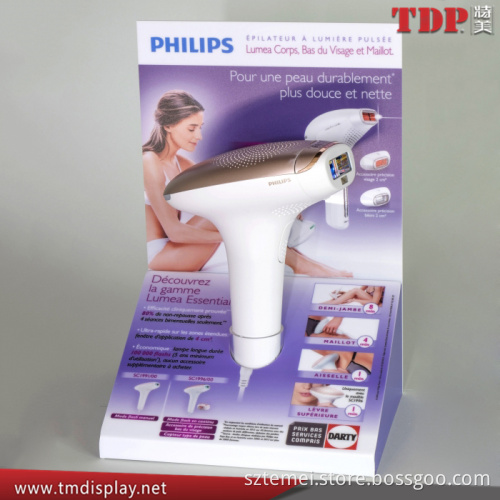 advertising custom design acrylic display rack for women's epilator in retail store